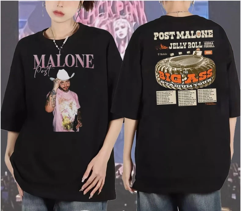 Post Malone With Jelly Roll The Big Ass Stadium Tour 2025 Shirt 8