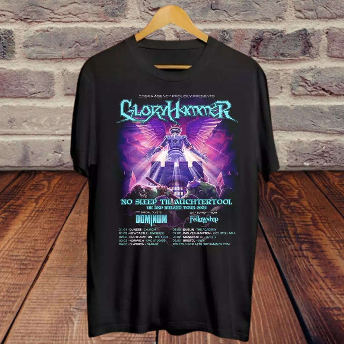 Gloryhammer Band Tour 2025 Uk And Ireland Shirt Size 