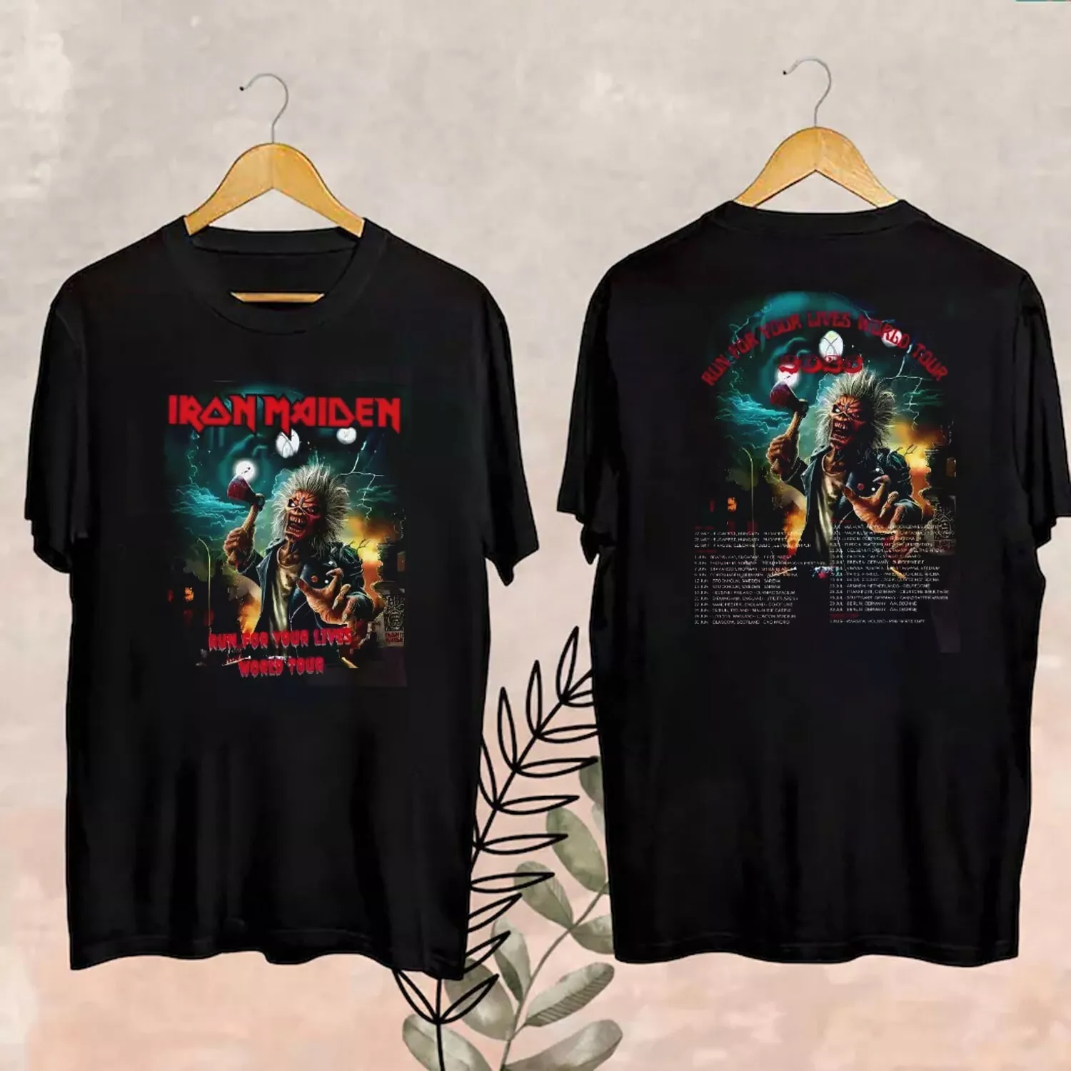 Iron Maiden Run For Your Lives World Tour 2025 Hard Rock Black Shirt