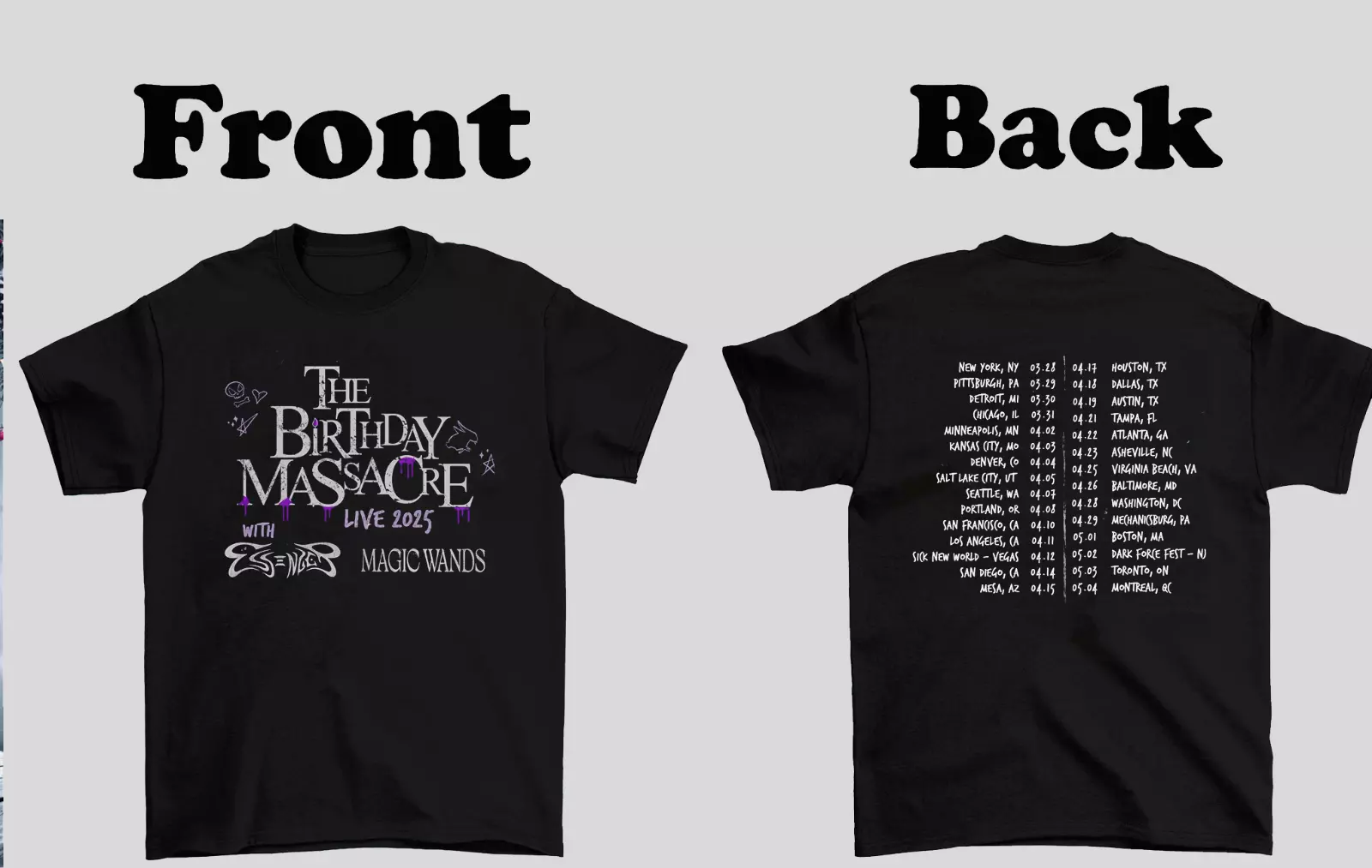The Birthday Massacre Band Tour 2025 Double Sided Shirt Fh1117
