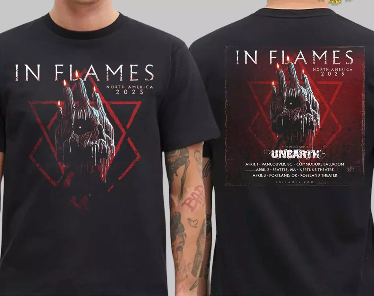 In Flames With Unearth 2025 Tour Unisex Shirt 2 Side Eg1112