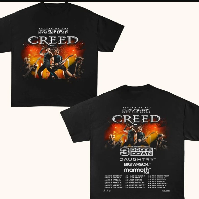 Creed Band 2025 Tour Summer Shirt, Double Side, Shirt Trending,,
