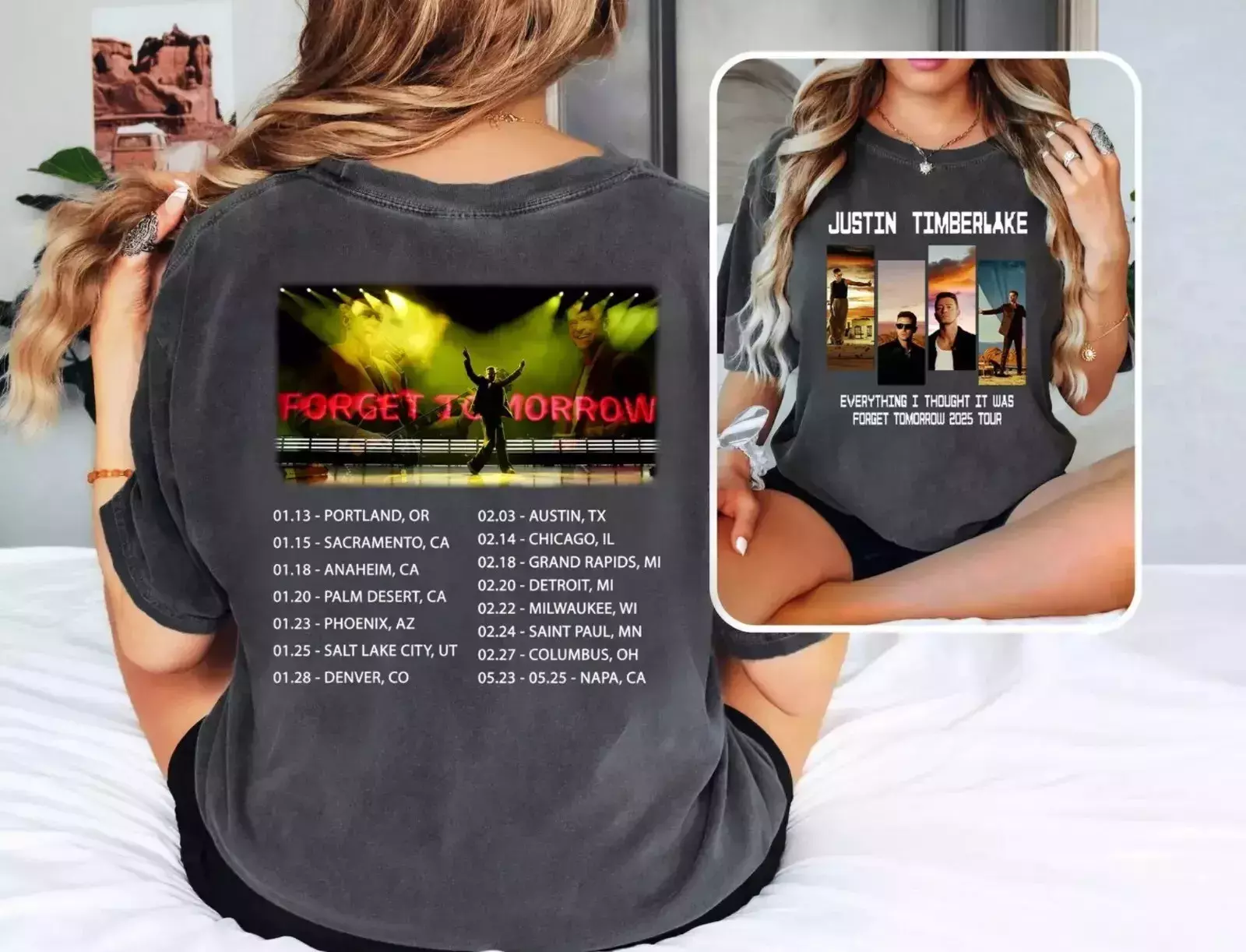 Shirt Justin Tour 2025, Forget Tomorrow World Tour 2025