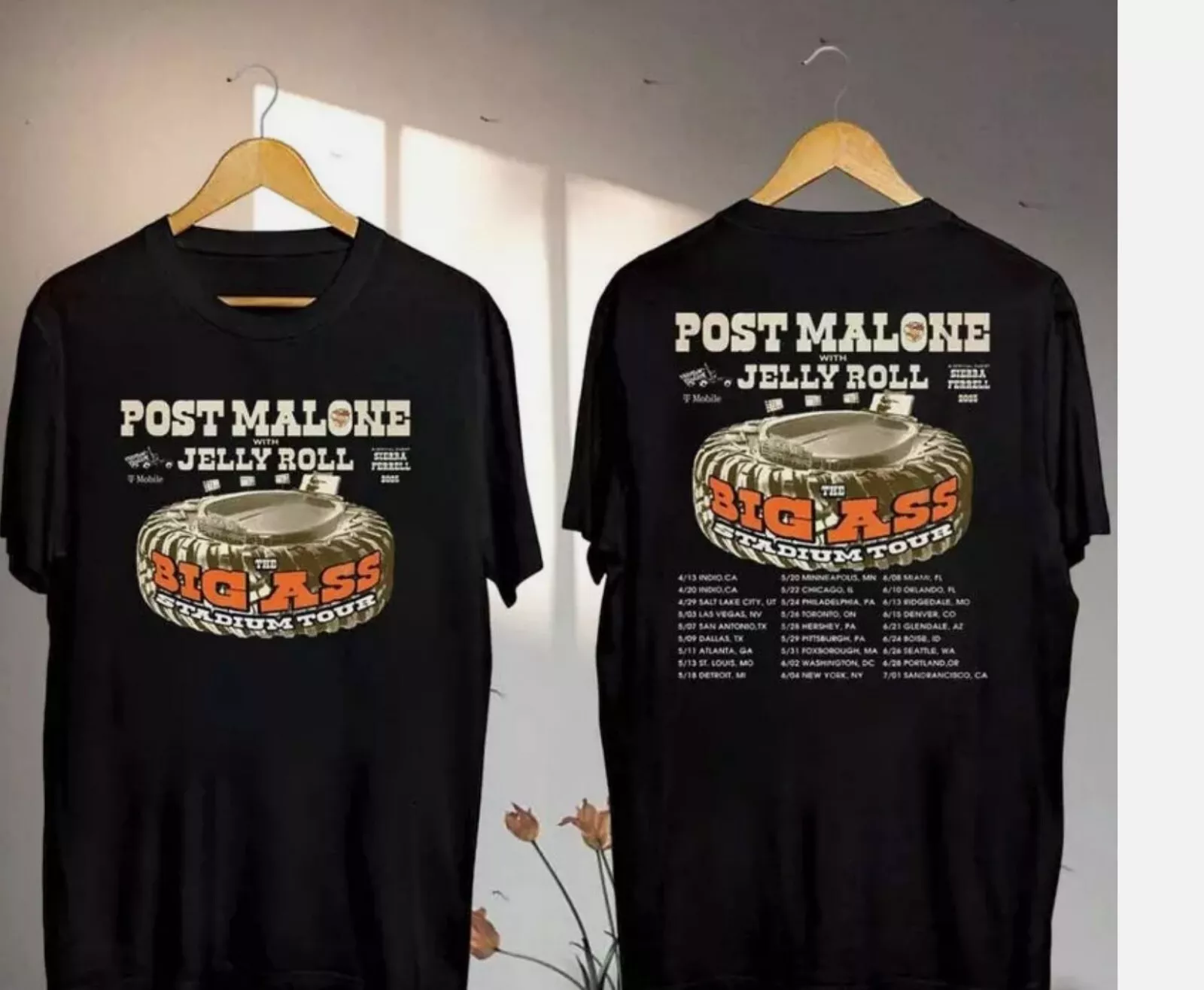 Post Malone Big Ass Stadium Tour 2025 Shirt, Post Malone And Jelly Roll Shirt