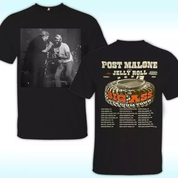 Post Malone Tour 2025 Shirt, Big Ass Stadium Tour Shirt & Jelly Roll Merch Shirt