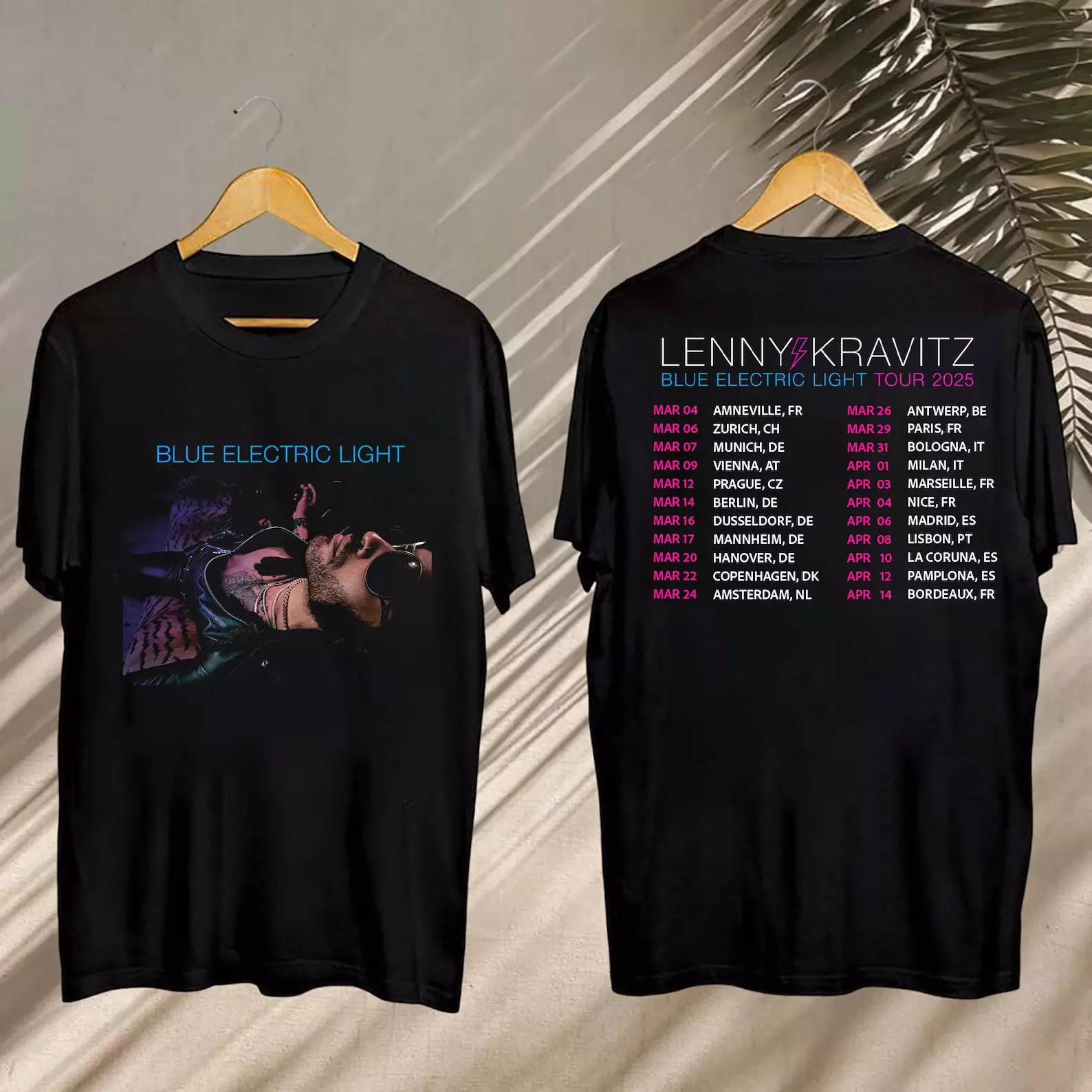 Shirt Lenny Kravitz Blue Electric Light Tour 2025 Tee, Lenny Kravitz