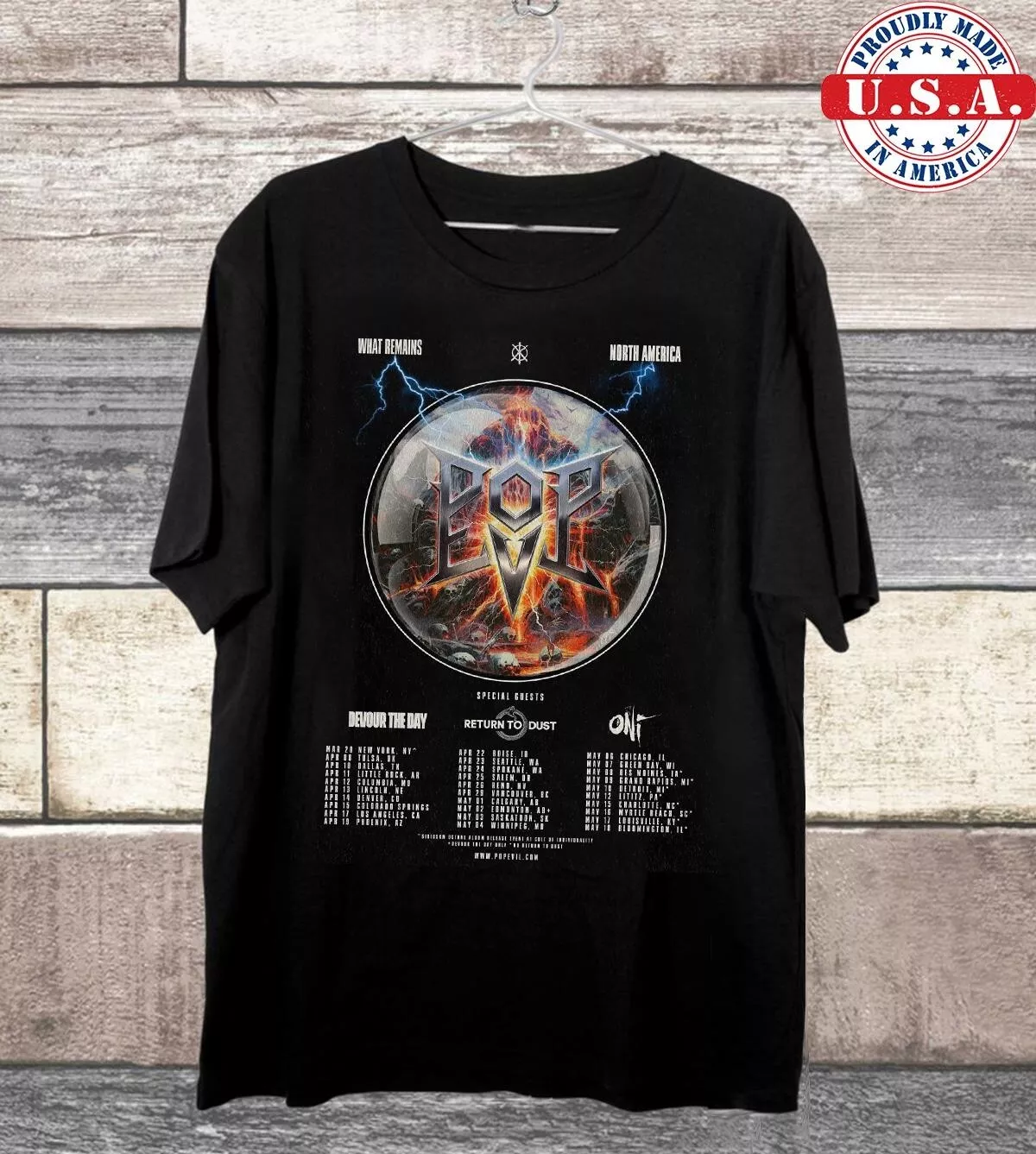 Pop Evil Band What Remains North America Tour 2025 Shirt