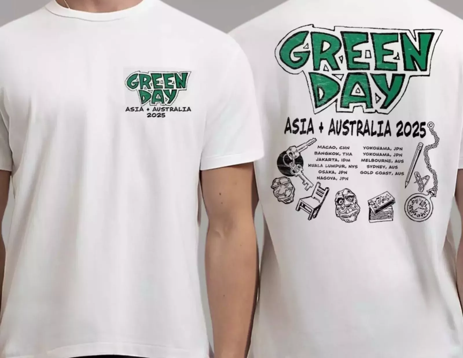 Green-Day Asia And Australia Tour 2025 Logo With Tour Dates Shirt