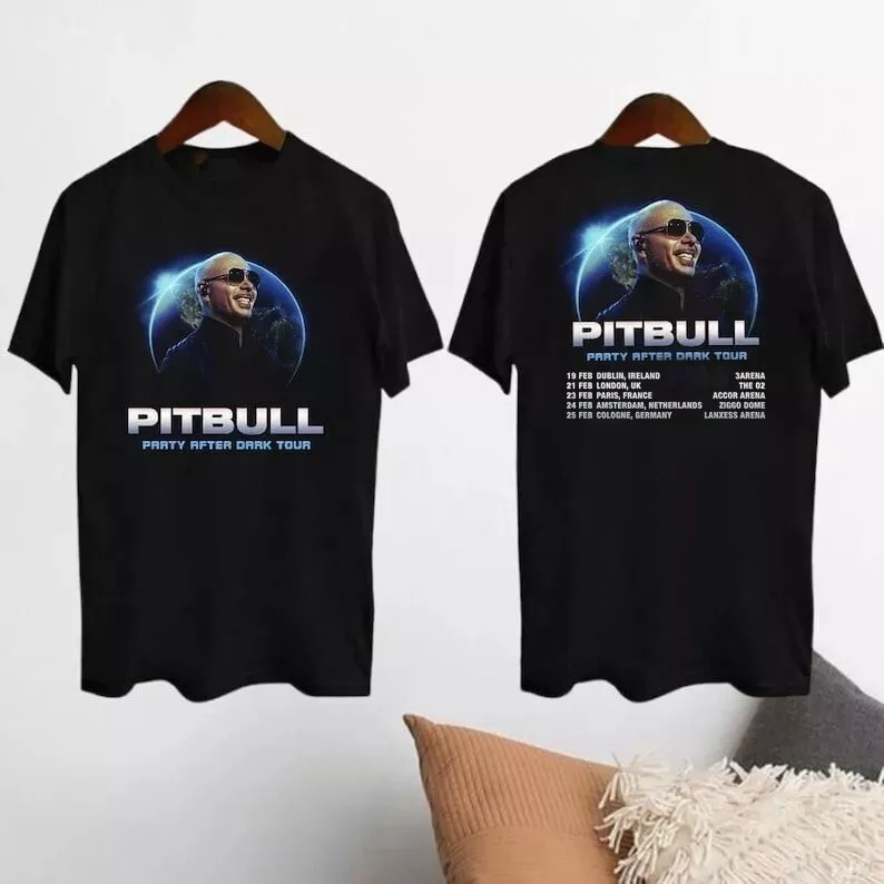 Pitbull 2025 European Party After Dark Tour Unisex Shirt Sg179