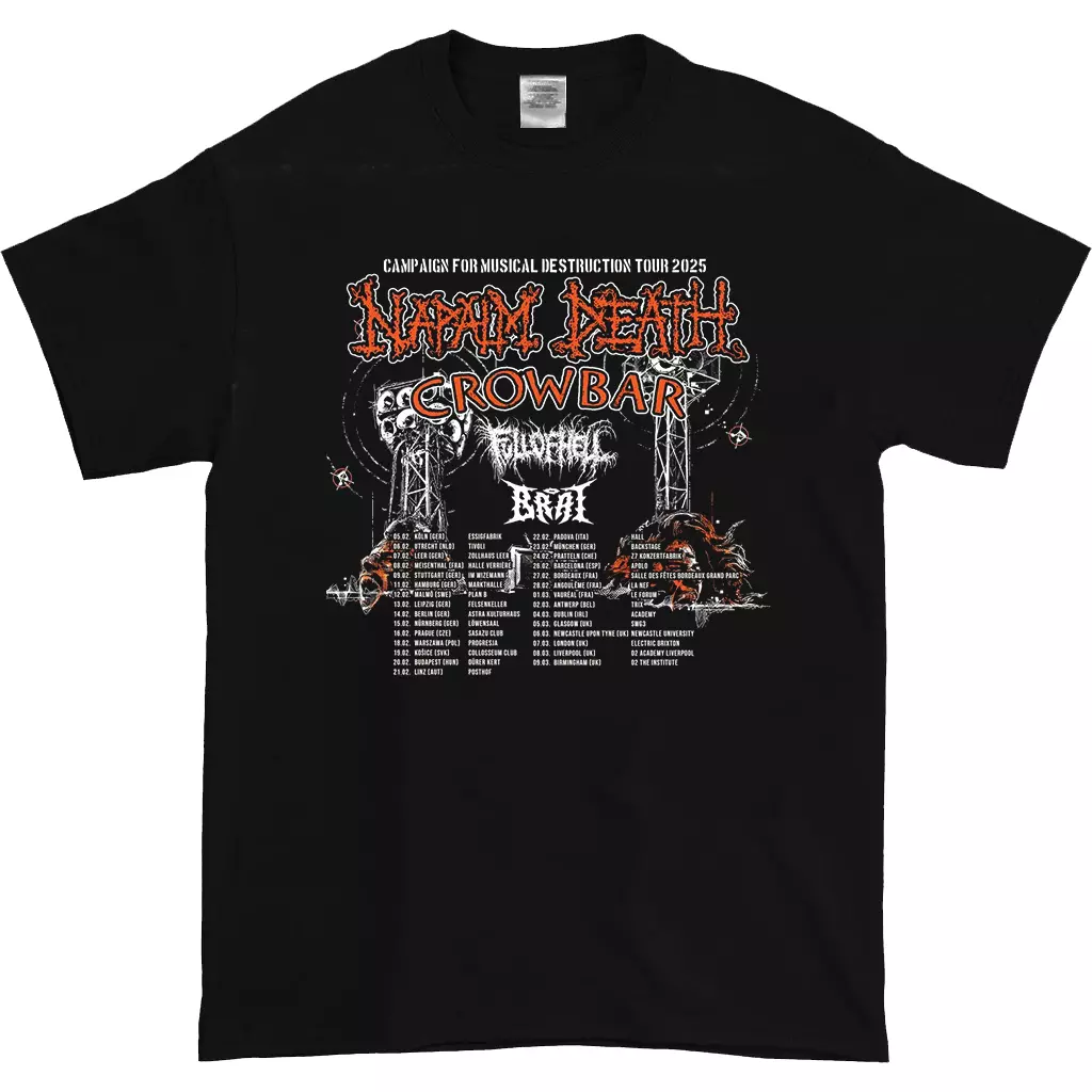 Napalm Death Crowbar Band On Tour 2025 Shirt 