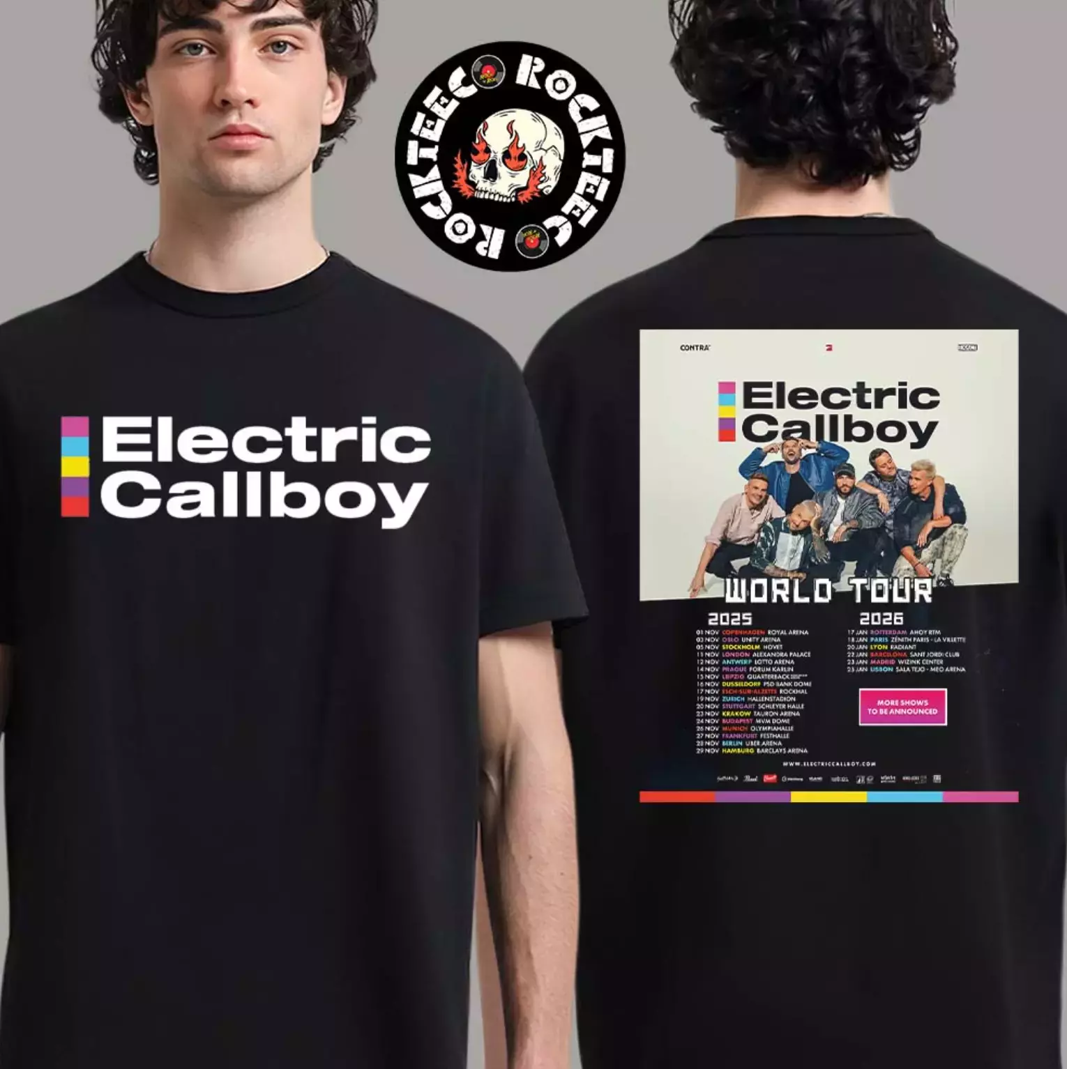 Shirt Electric Callboy World Tour 2025 2026 Europe Tour Dates Two Sides Unisex