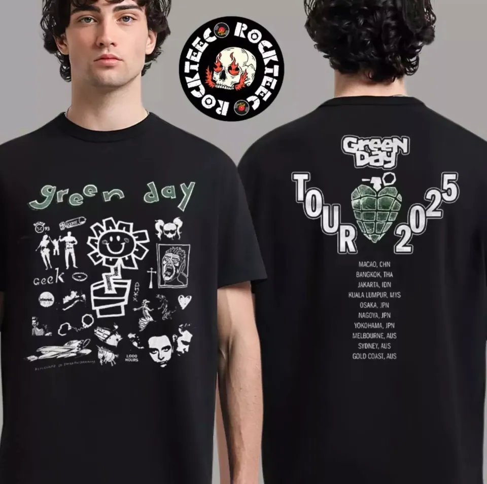 Green Day Tour 2025 Asia And Australia Tour Merch Two Sides Unisex Shirt