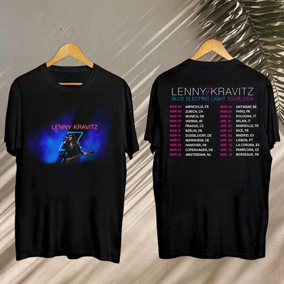 2025 Lenny Kravitz Tshirt, Lenny Kravitz Blue Electric Light Tour Tee, Lenny Kravitz Blue Electric Light Tour Shirt, Lenny Kravitz Fan Gift