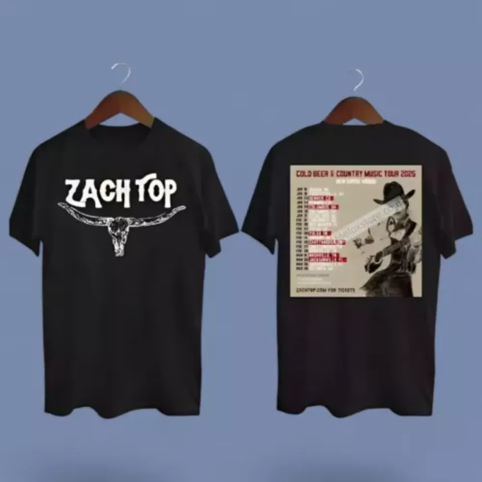 Zach Top Cold Beer & Country Music Tour 2025 Black Shirt
