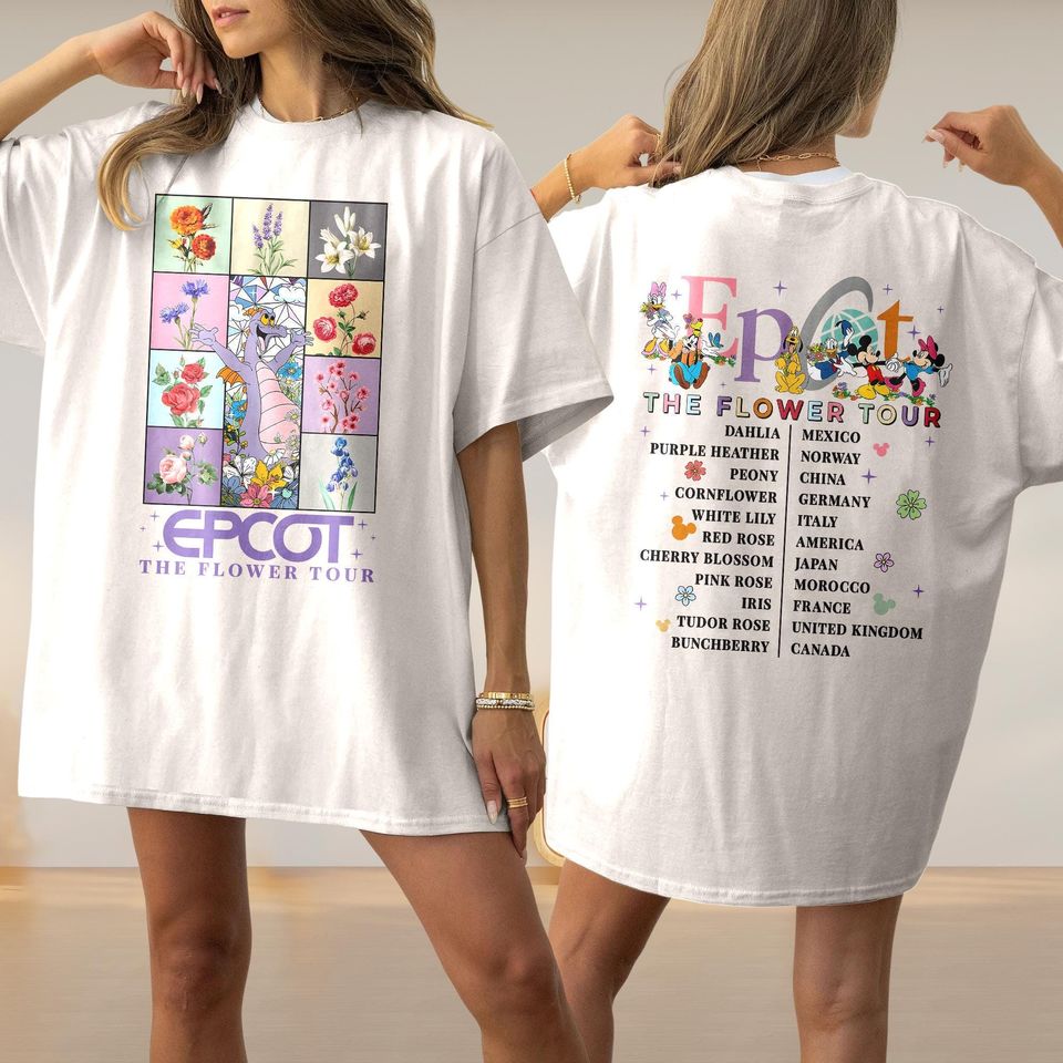 Epcot The Flower Tour Figmenshirt, Let The Magic Blossom World Tour Tee, Epcot International Flower And Garden Festival 2025 Shirt