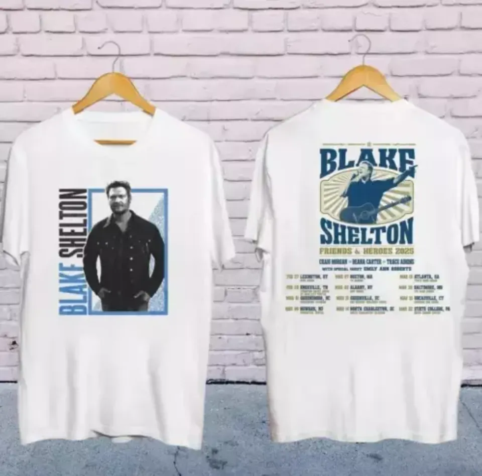 2025 Blake Shelton Friends And Heroes Tour Music Shirt, Blake Shelton Country Music Shirt