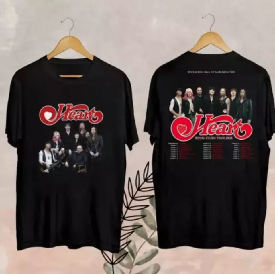Heart Band Graphic Shirt, Rock Band Heart 2025 Tour Shirt