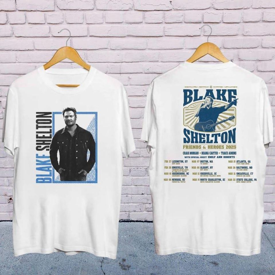 2025 Blake Shelton Friends And Heroes Tour Shirt, Blake Shelton Country Music, Blake Shelton Fan Gift, Blake Shelton Merch, Blake Shelton
