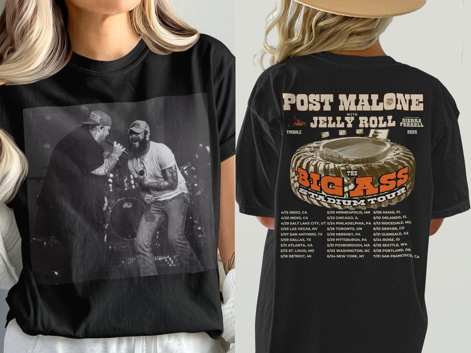 Post Malone, Kids Post Malone Shirt, Post Malone Tour, Big Ass Stadium Tour, Posty 2025 Tour, Jelly Roll, Jelly Roll Tour, Posty Tour Merch