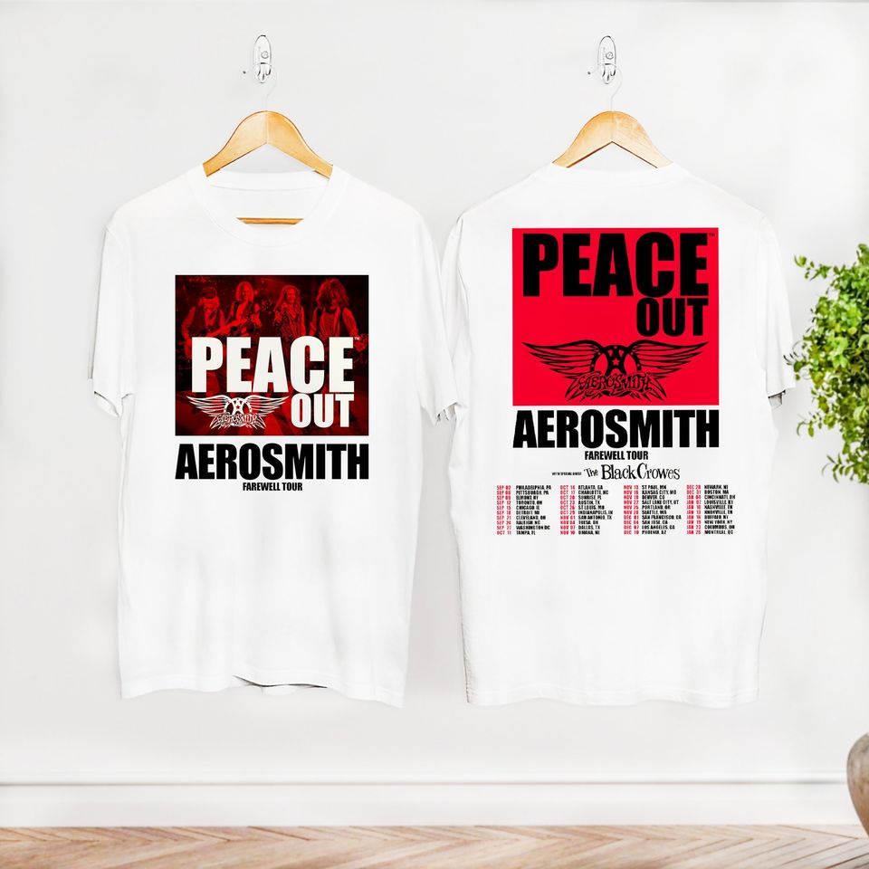 Peace Out Farewell Aerosmith Band 2024-2025Tour Shirt, Graphic Aerosmith Shirt Fan Gift, Aerosmith Rock N Roll Shirt, Aerosmith Tour Shirt