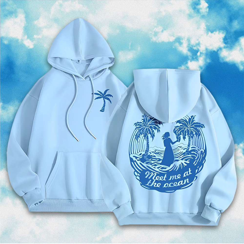 Ping Pong Puff Hoodie Pink Palm Puff Hoodie Meet Me At The Ocean Gifts For Her