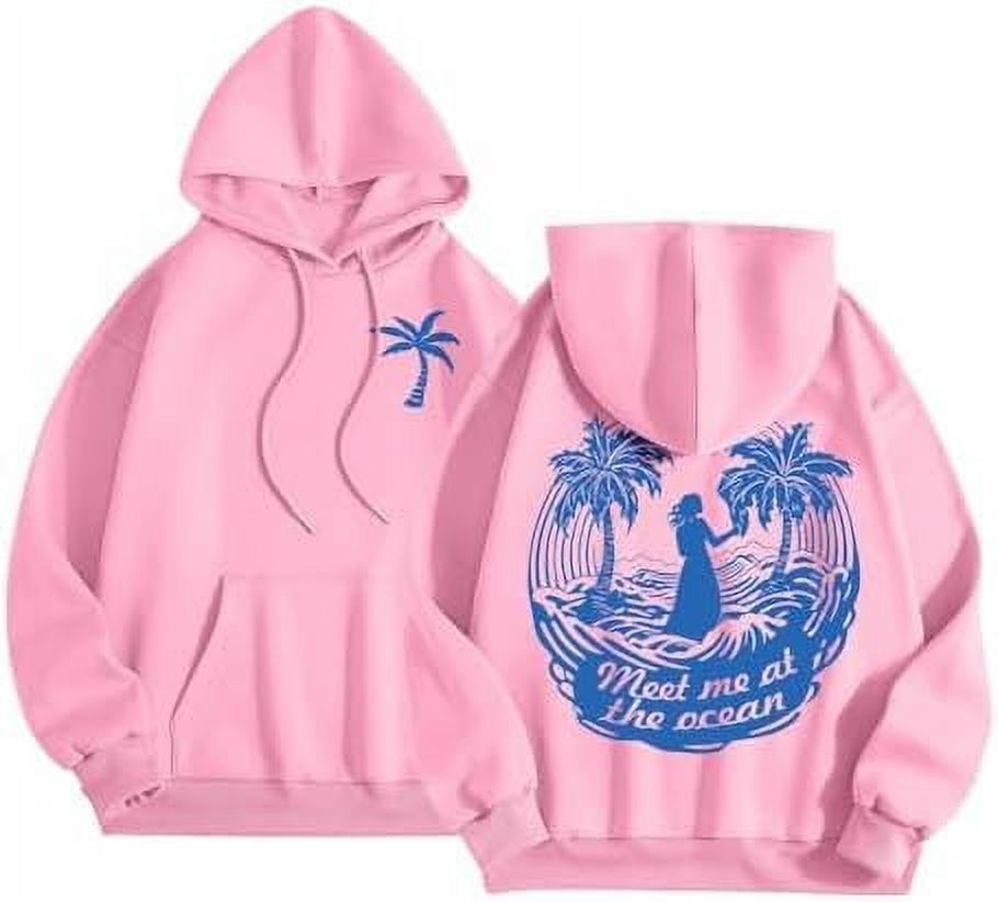 Pink Palm Puff Merch  Hoodie  Cozy Women'S Pullover With Palm Print  Limited Time Offer!