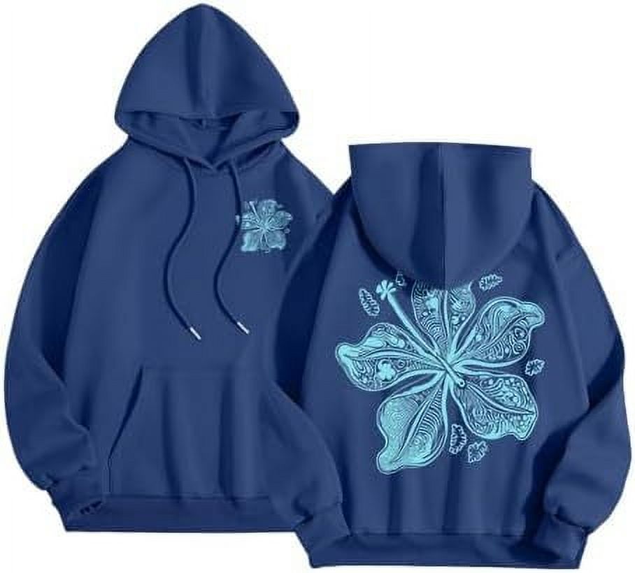 Pink Palm Puff Hoodie  Cozy Women'S Pullover With Palm Print