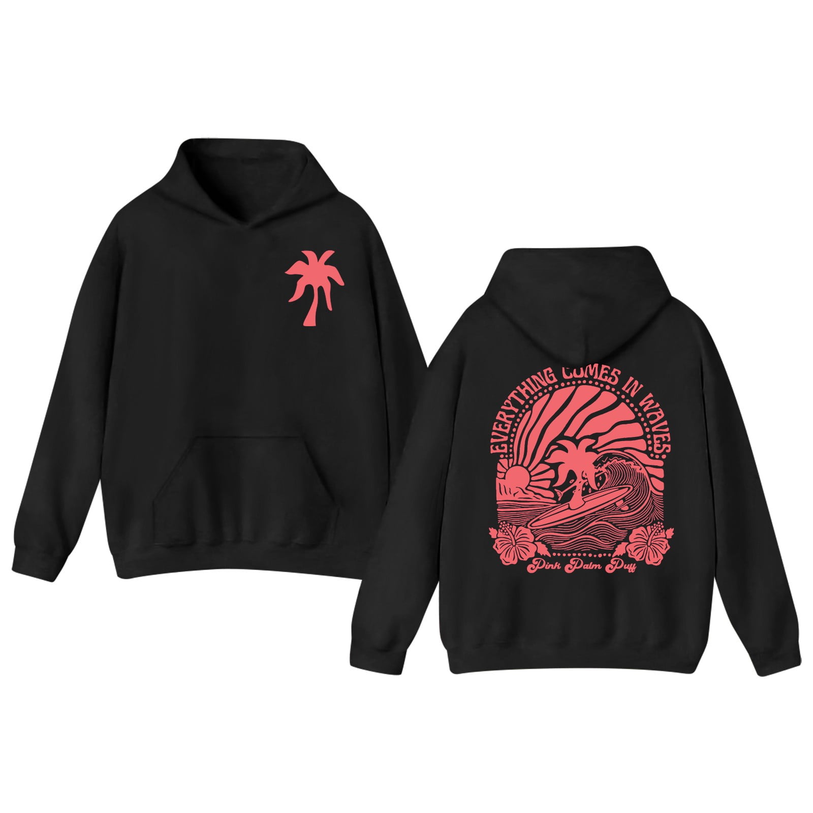 Pink Palm Puff 2025 Hoodie For Shirtn Pink Graphic Hoodie Cute Preppy 