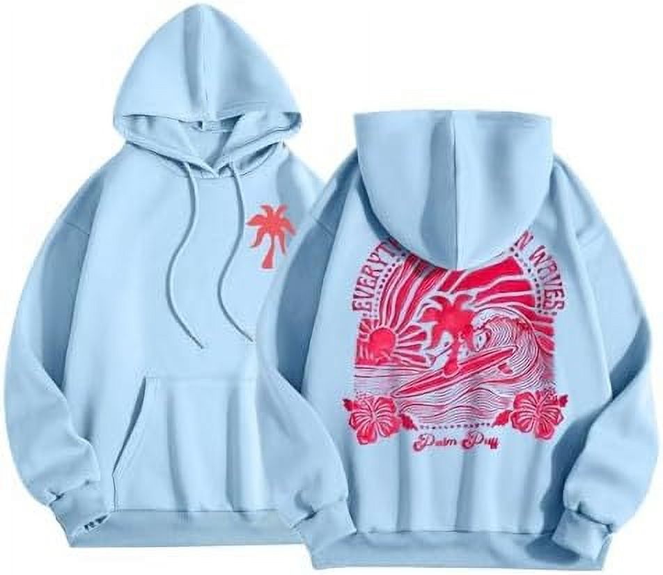 Cozy Women'S Pullover With Palm Print Pink Palm Puff Merch 2025 Hoodie 