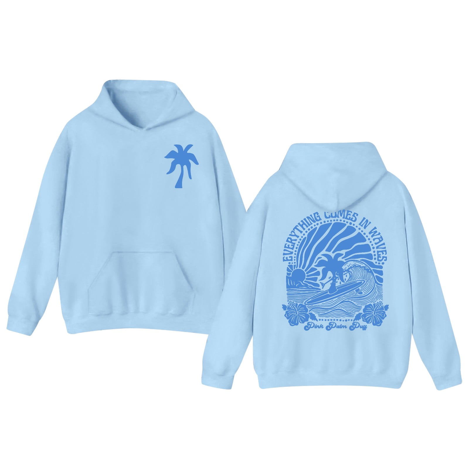 Pink Palm Puff Hoodie For Shirtn Pink Graphic Hoodie Cute Preppy 