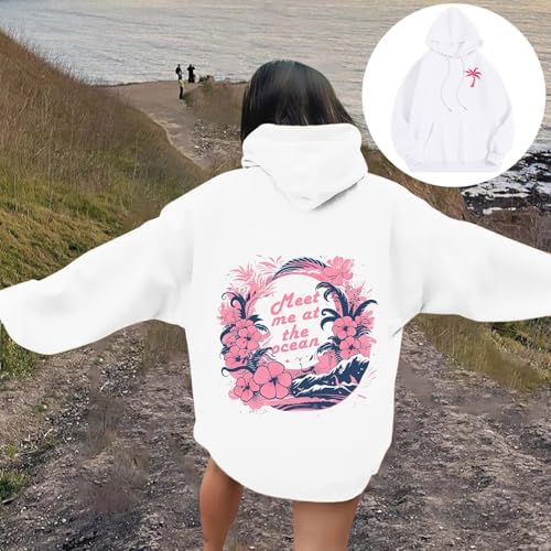 Pink Palm Puff Merch For Women Shirtn Girls Oversized Preppy Hoodie