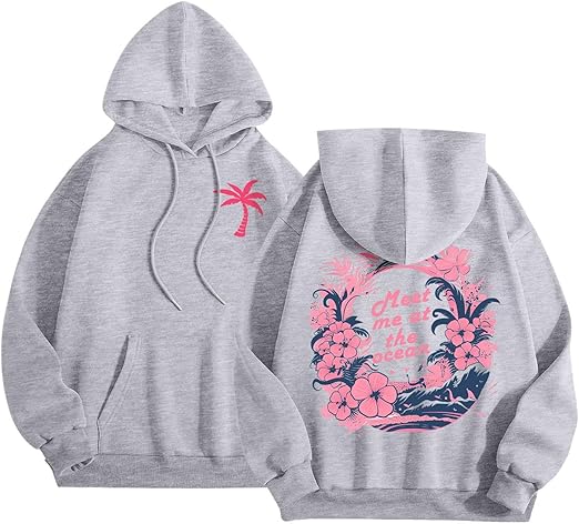 Palm Puff  Pink Palm Puff Hoodie Oversized Preppy 