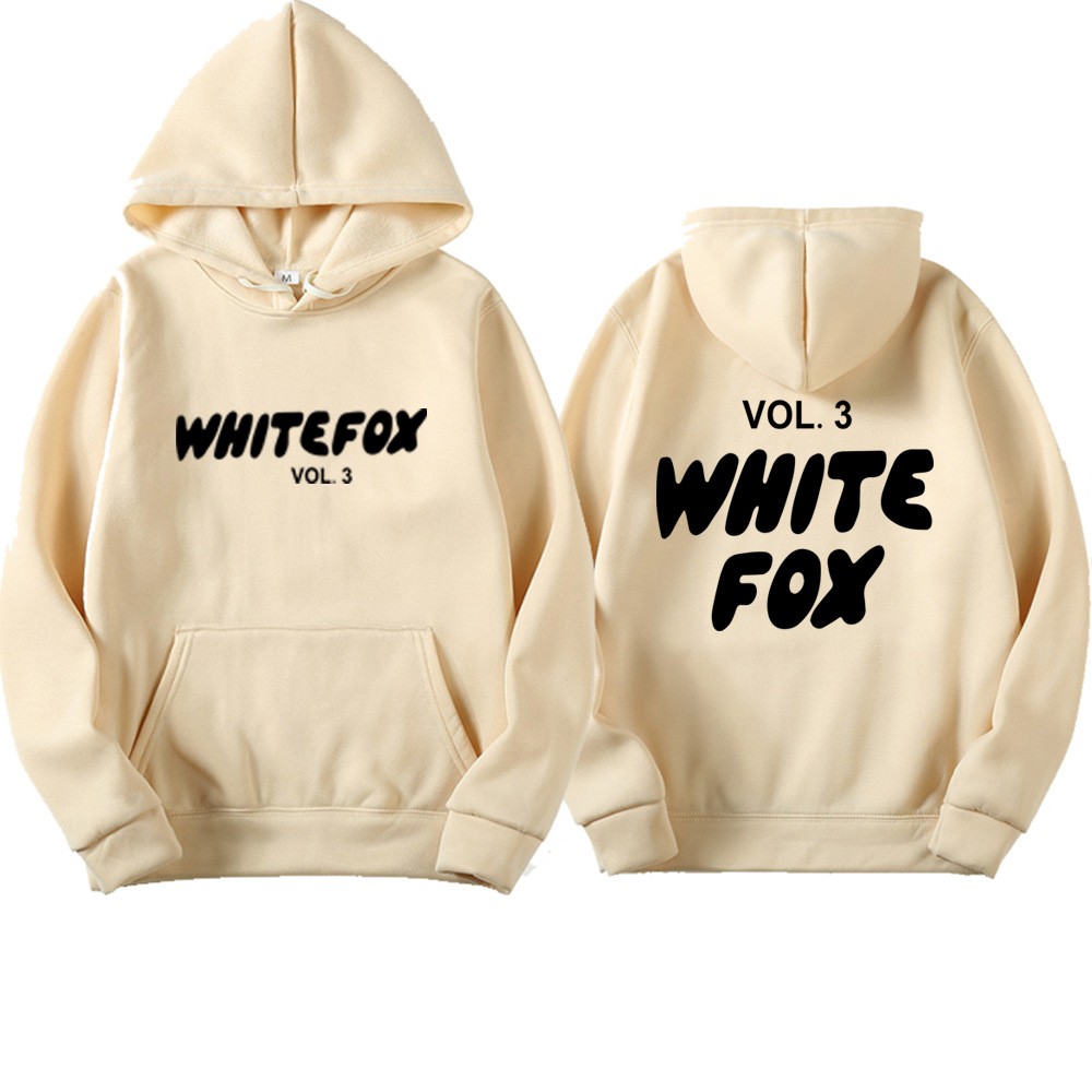 White Fox Merch Hoodie Unisex Letter Printed Drop Shoulder Drawstring Hoodie