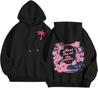 Palm Puff Hoodie For Women Shirtn Girls Oversized Preppy 