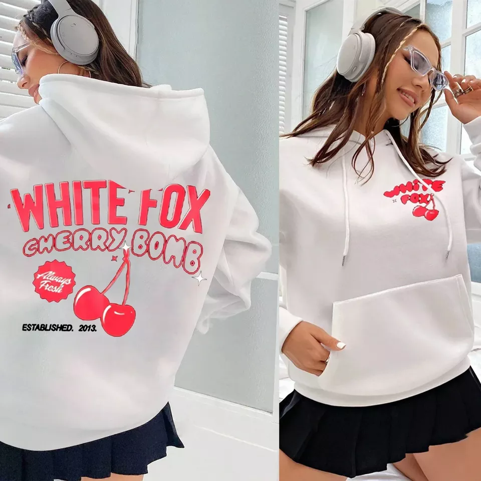 Boutique Winter Hoodies Casual Cherry White Fox With Love Hoodie