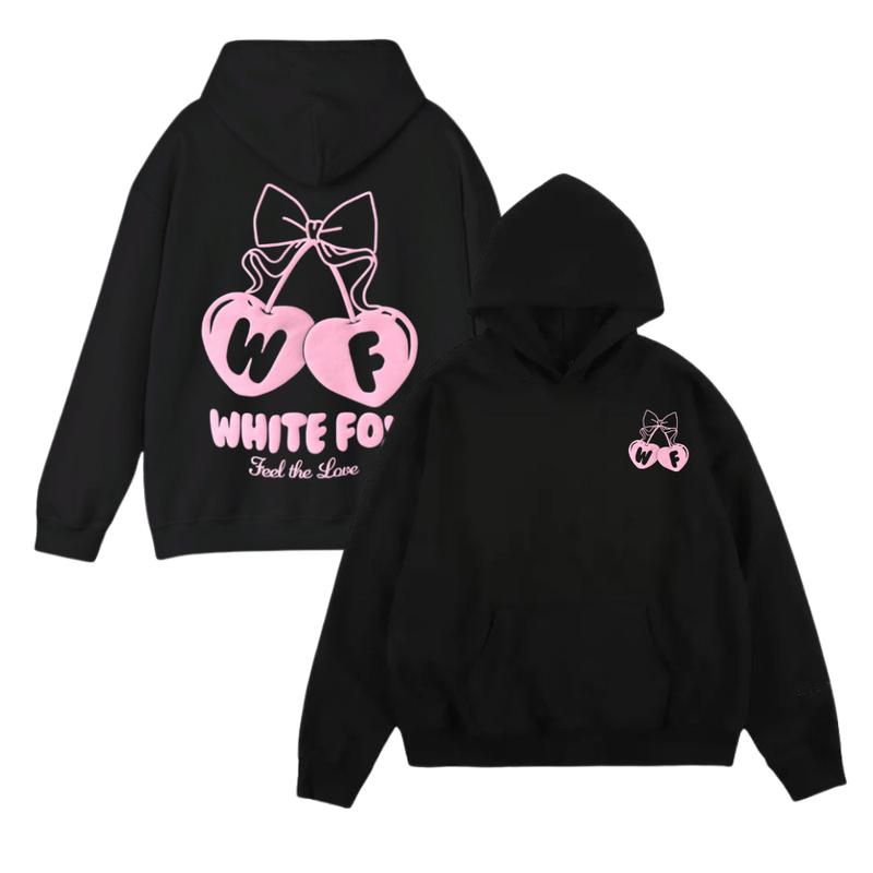 White Fox Pink Cherry  Hoodie With Love In The Moment Oversized Hoodie