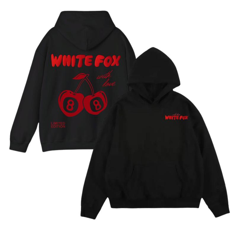 White Fox Hoodie With Love Cherry Hoodie