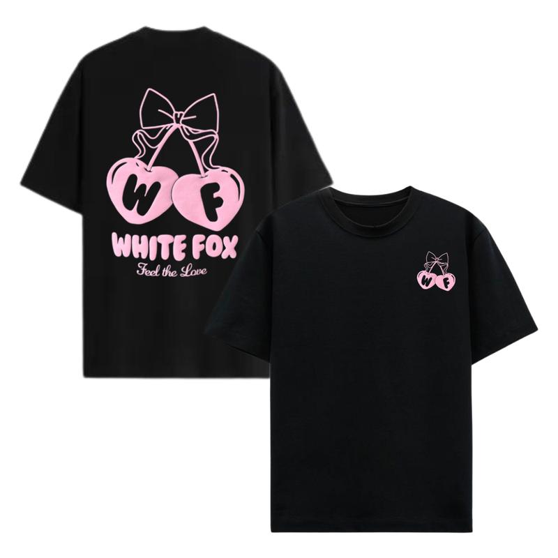 White Fox Hoodie With Love Cherry Pink Hoodie