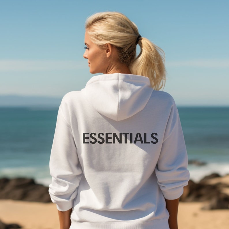 Essentials Hoodie, Words On Back Essentials Hoodie, Streetwear Hoodie, Fear Of God Essentials Hoodie