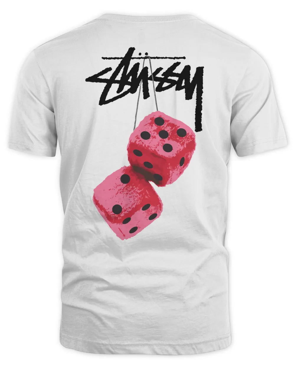 Stussy Clothing Fuzzy Dice  Pink Shirt