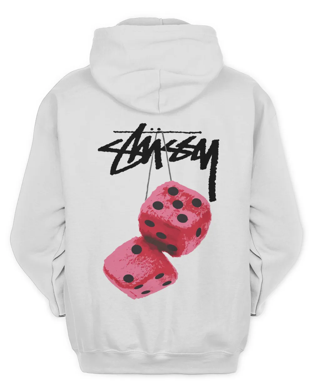 Stussy Clothing Fuzzy Dice Pink Hoodie