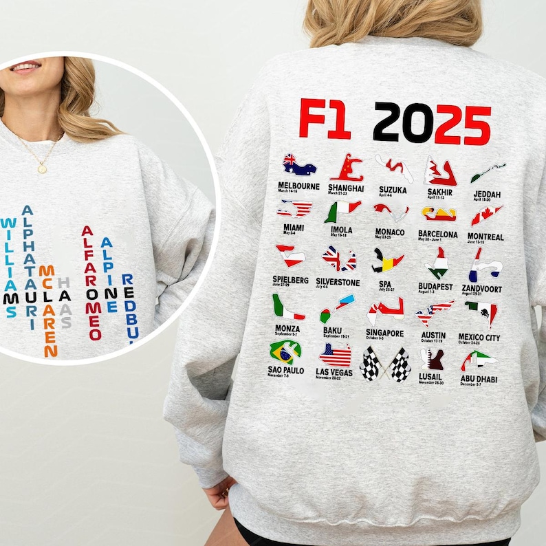 Formula 1 2025 Season Shirts,Formula 1 2025 Circuits Tshirt,Formula One 2025 Shirts