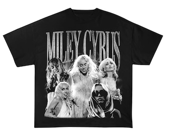 Miley Cyrus Black & White Shirt | 90S Retro Vintage Tshirt | Bootleg T-Shirt | Hip Hop Graphic Shirt