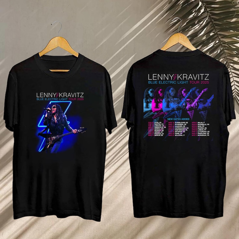 Lenny Kravitz, Lenny Kravitz 2025 Concert Shirt, Lenny Kravitz Blue Electric Light Tour 2025 Shirt