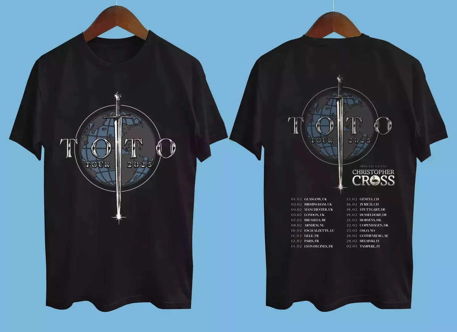 Toto Band Merch 2025 Tour 2 Sides T-Shirt