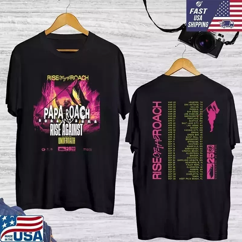 Papa Roach Rise Of The Roach Tour 2025 Double Sided T Shirt