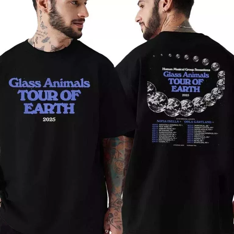Glass Animals Band Tour Of Earth 2025 Dates List Two Sides Print T-Shirt
