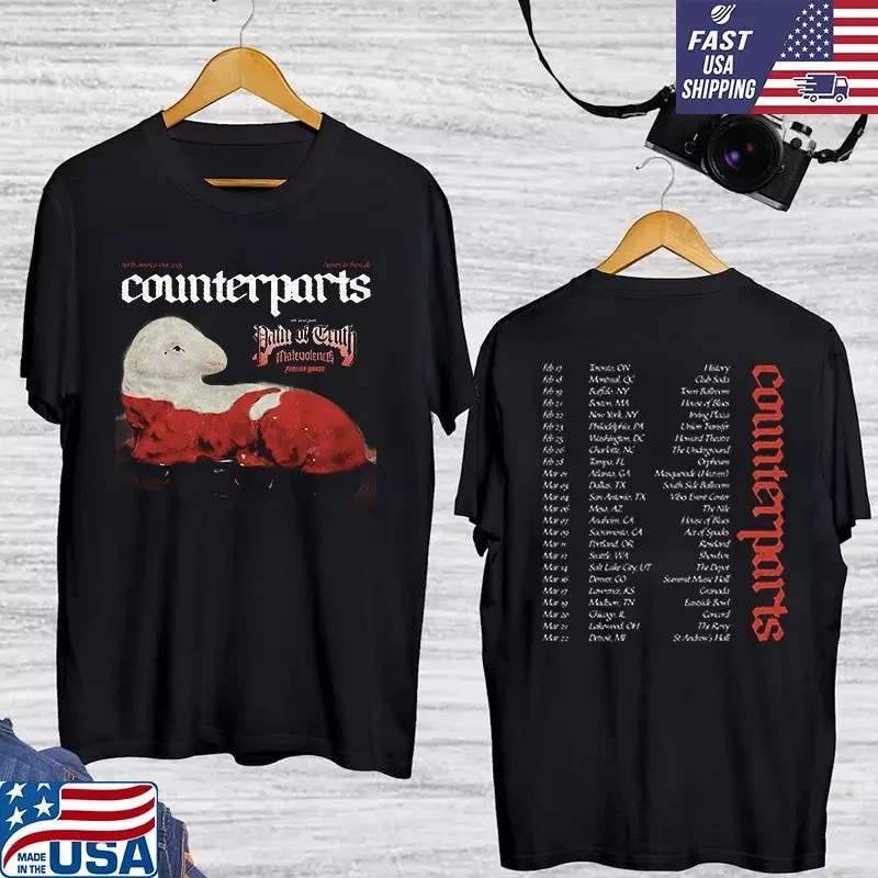 Counterparts Band North America Tour 2025 Double Sided T Shirt Full Size S-5Xl