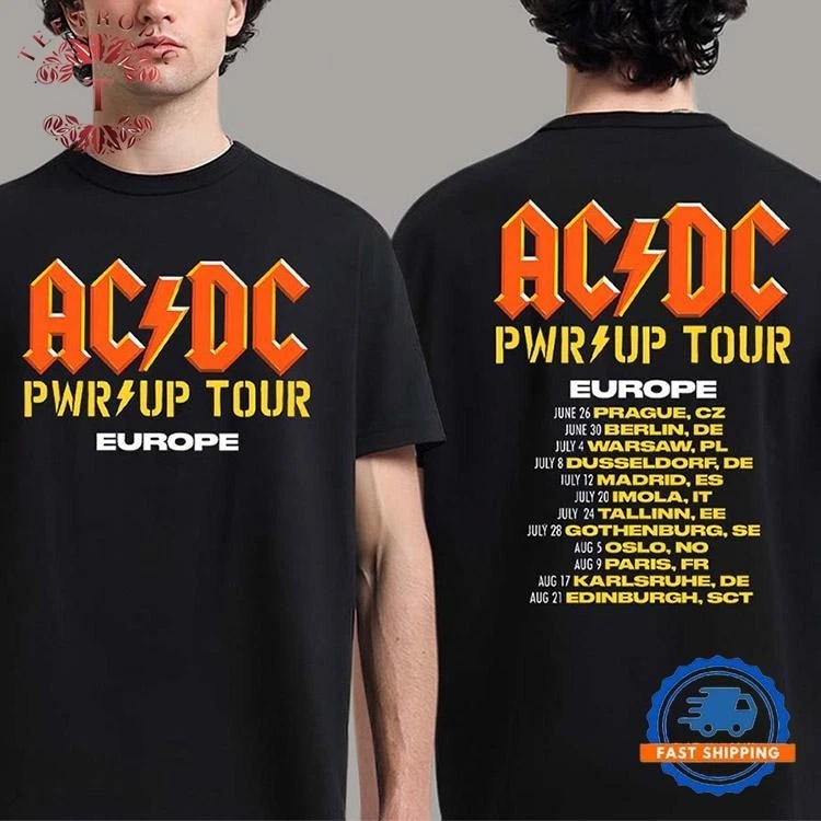 Acdc Power Up European Tour 2025 Schedule Vintage T Shirts All Size