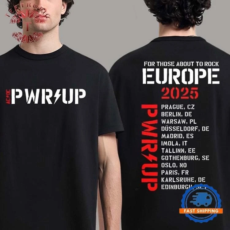Acdc Power Up European Tour 2025 New Design T Shirts Good New
